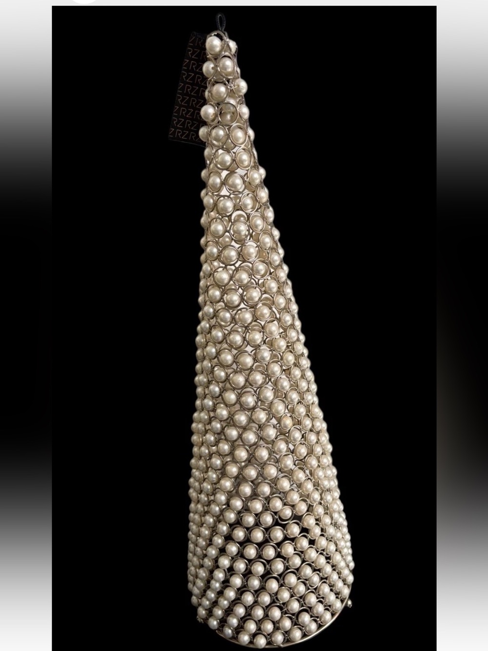 Rachel Zoe Faux Pearl Silver Christmas Tree Designer Holiday Decor Glam 22”